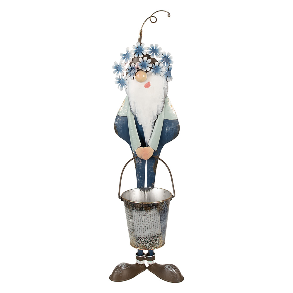 Deko Zwerg Blauw Weiß 19x18x67 cm