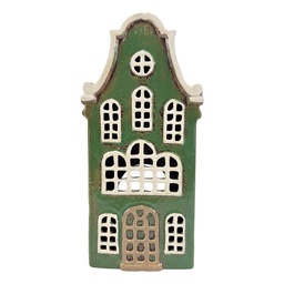 [6CE2523] Kerzenhalter Weihnachten Häuschen Grün Braun 12x9x25 cm