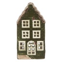 Kerzenhalter Weihnachten Häuschen Grün Grau 7x7x14 cm
