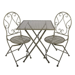 [5Y1432] Bistroset Bistrotisch Bistrostühle (3-tlg.) Grün 60x60x70 / 50x40x93 cm (2)