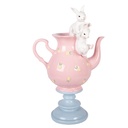 Decoration teapot with rabbits Pink White 22x14x35 cm