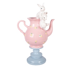 [6PR5940] Decoratie theepot met konijnen 22x14x35 cm
