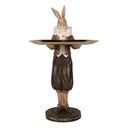 Decoration rabbit with platter Beige Brown 18x17x31 cm