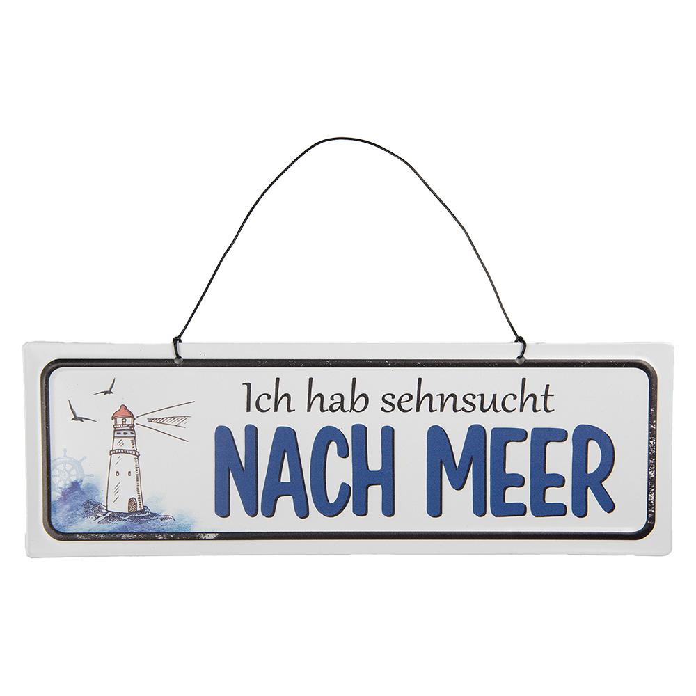 Text Board White Blue 30x1x10 cm
