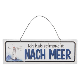 [6Y5692] Textschild Weiß Blau 30x1x10 cm