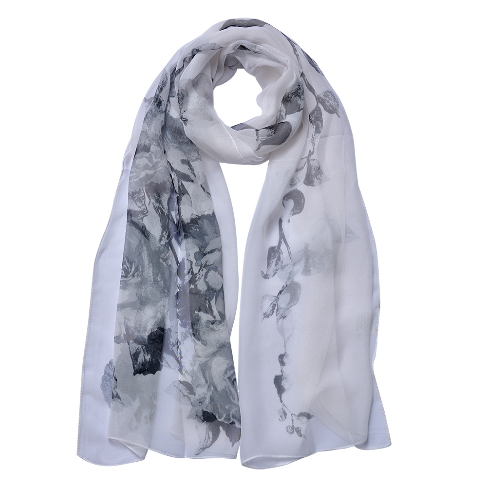 Foulard Donna Stampato Bianco 50x160 cm