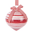 Christmas Bauble Red White Ø 8x8 cm