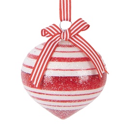 [6GL5180] Palla di natale Rosso Bianco Ø 8x8 cm