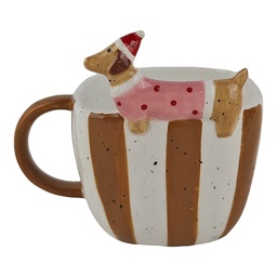 [6CEMU0245] Mug Blanc Marron 14x10x11 cm / 400 ml