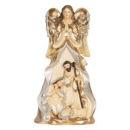 [6PR5897] Weihnachtsdeko Weihnachtsgruppe Beige Weiß 16x13x31 cm