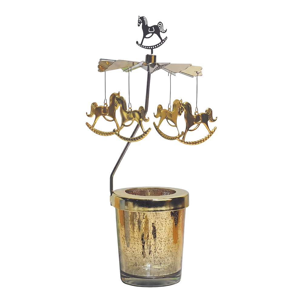 Carrousel de bougies chauffe-plat Couleur Or Ø 8x17 cm