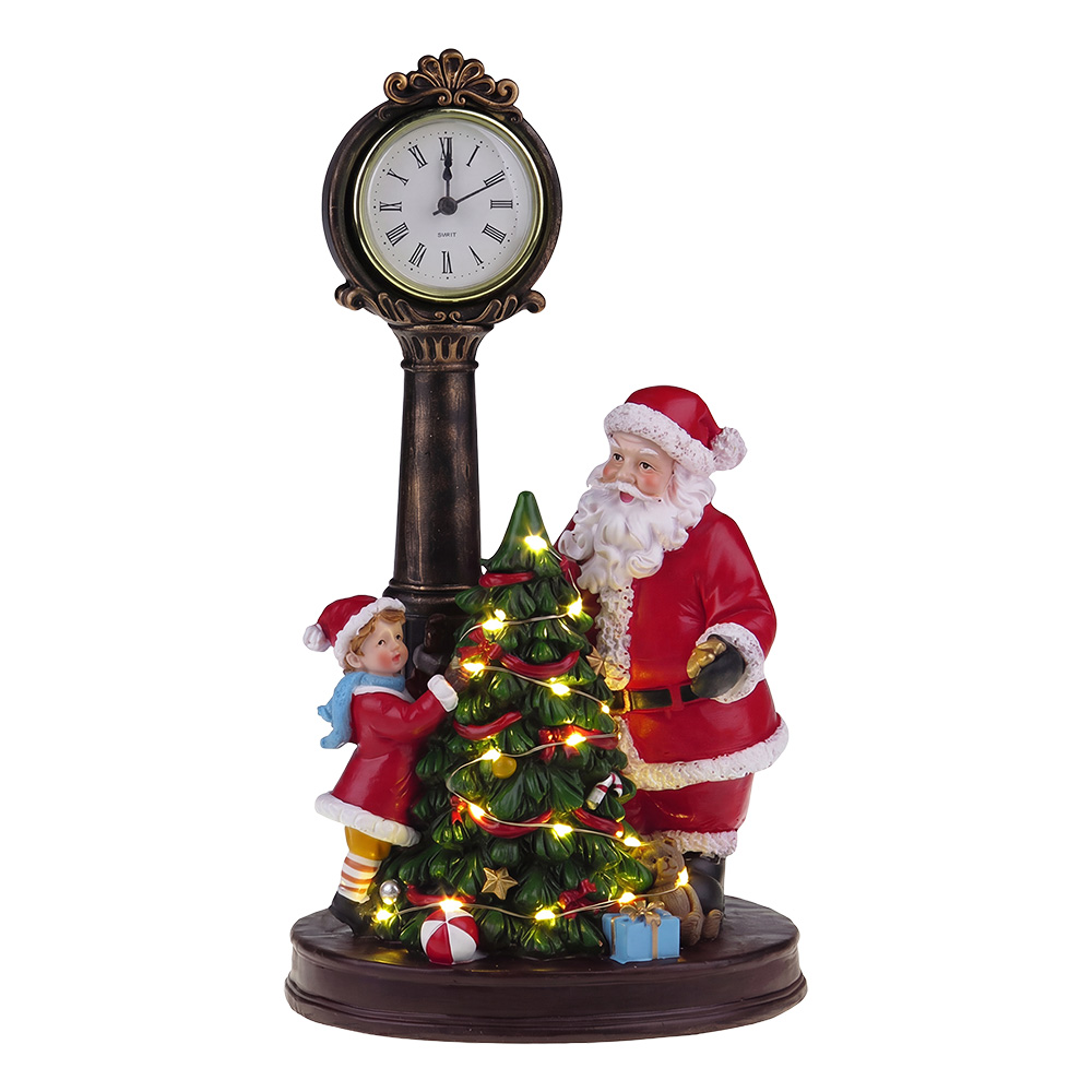 Weihnachtsdeko Weihnachtsmann mit LED Braun Rot 18x14x31 cm / 3xAA / 1xAAA