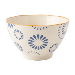 [6CEBO0253] Soup Bowl Beige Blue Ø 13x7 cm / 350 ml