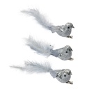 Décoration Oiseau  (Set de 3) Couleur argent Gris 12x3x4 cm