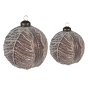 Boule de Noël Marron Ø 10x10 / Ø 8x8 cm (set 2)