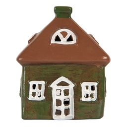 [6CE2185] Dekoration Haus Grün Braun 12x9x14 cm
