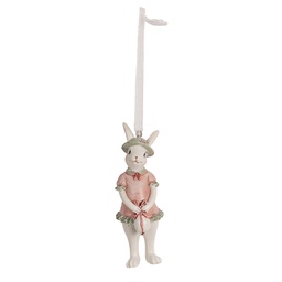 [6PR4990] Anhänger Kaninchen Weiß Rosa 4x4x10 cm