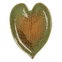 Plat Feuille Vert Marron 15x11x2 cm