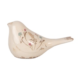 [6CE1952L] Decoration Bird Beige Pink 25x10x13 cm
