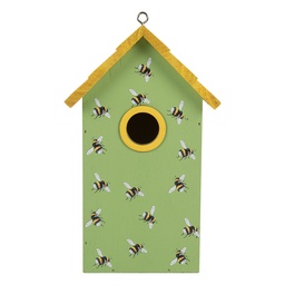 [6H2443] Maison d'oiseau Vert Jaune 15x10x22 cm