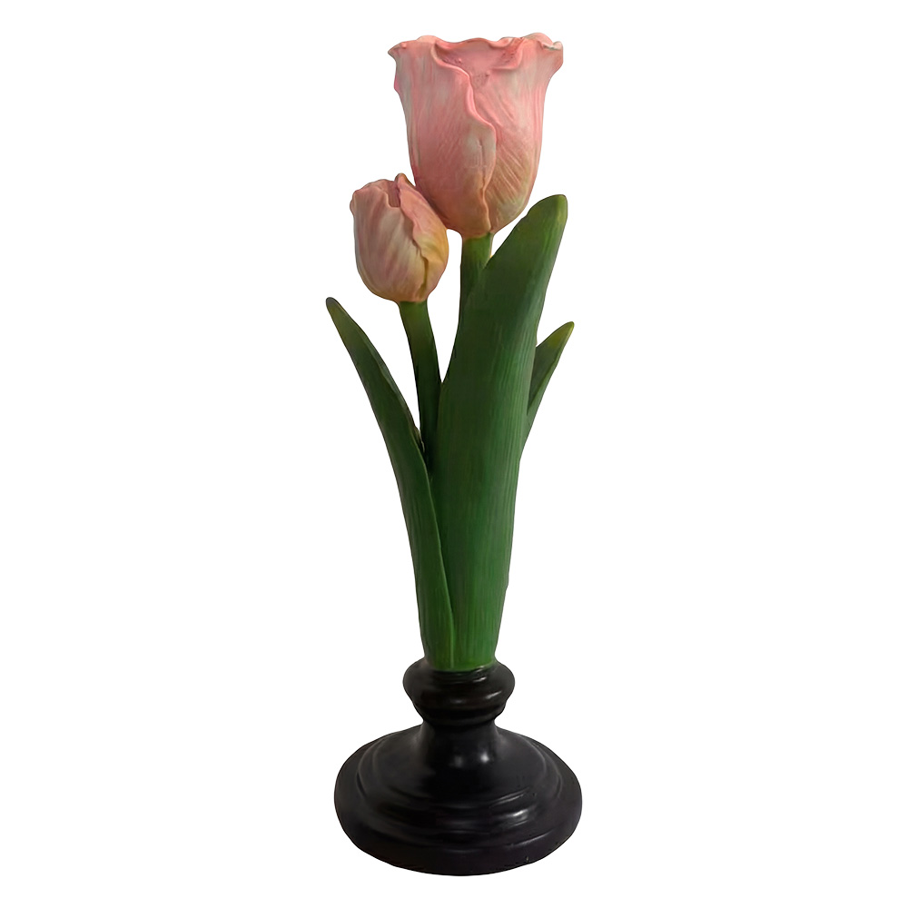 Kerzenständer Blume Grün Rosa 9x9x28 cm