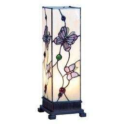 [5LL-9301] Lampe de table Tiffany Blanc, Rose 12x12x35 cm E14/max 1x25W
