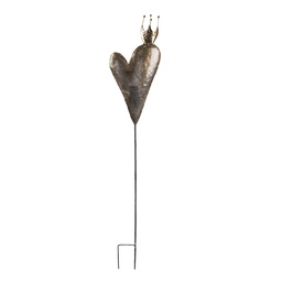 Clayre & Eef Tuinsteker Hart 20x7x115 cm Goudkleurig IJzer Kroon
