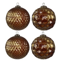 [6GL4511] Set di palline di Natale da 4 Color oro 33x33x16 cm / Ø 15x15 cm