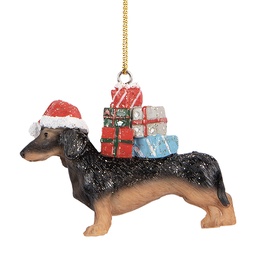 [6PR5667] Décoration pendentif Chien Marron Noir 7x2x6 cm