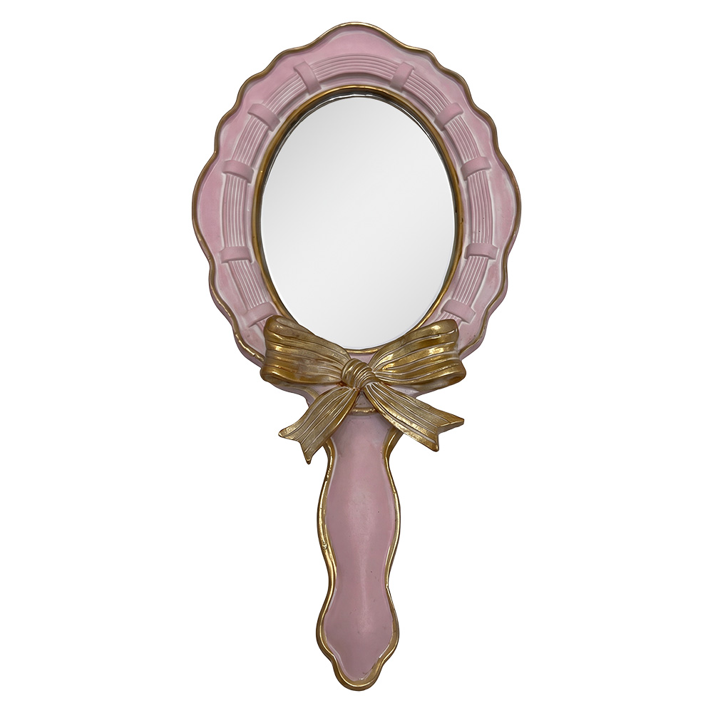 Handspiegel Rosa Goldfarbig 13x3x25 cm