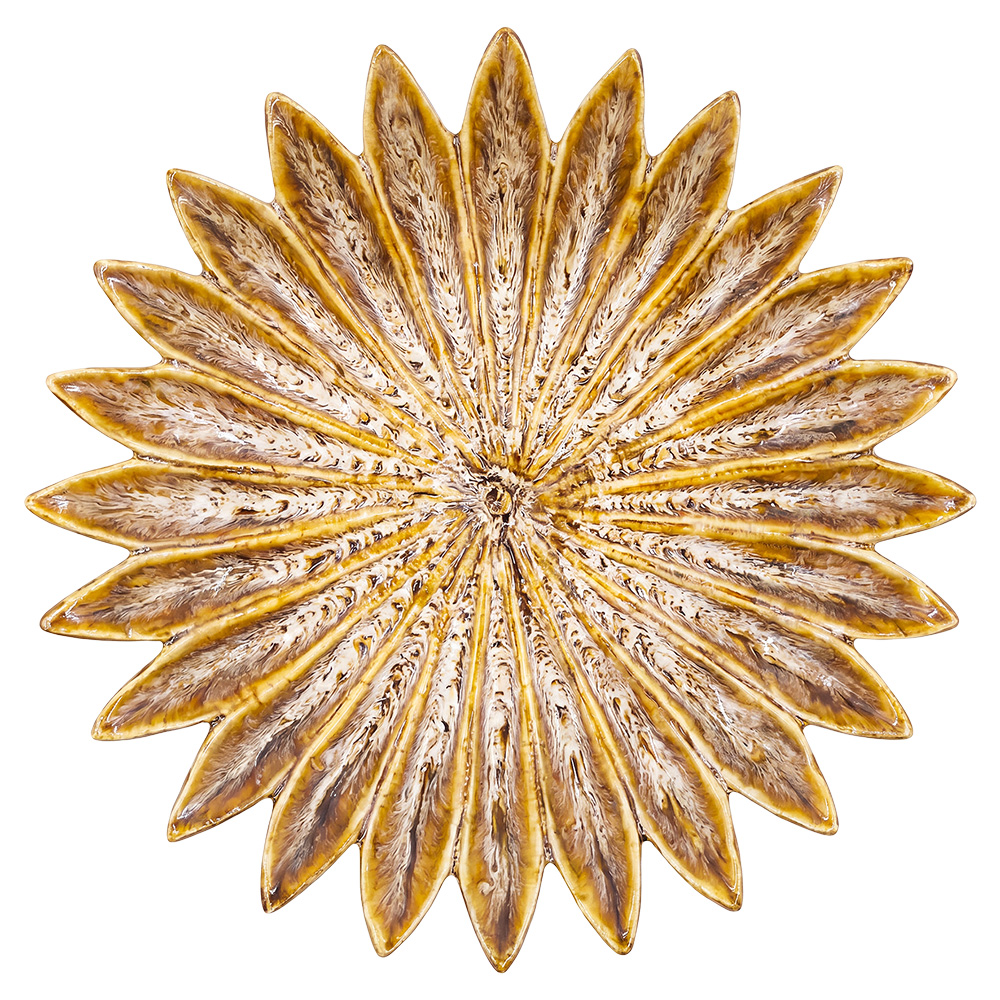 Decorative bowl Flower Brown White Ø 20x4 cm