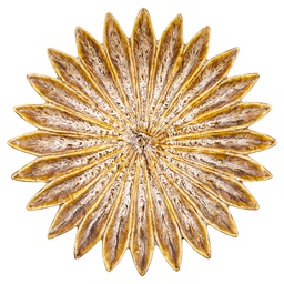[6CE2504] Dekorative Schale Blume Braun Weiß Ø 20x4 cm