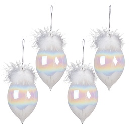 [6GL3936] Palla di Natale XL Bianco set 4 Ø 8x16 cm