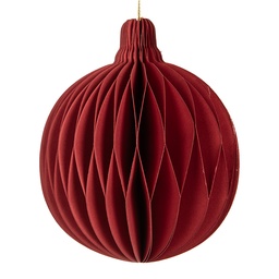 [6PA0516R] Weihnachtsdeko Papier-Weihnachtskugel Rot Ø 8x10 cm