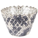 Glass Tea Light Holder Grey Beige Ø 10x7 cm