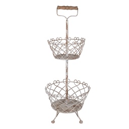 [6Y5620] Étagère 2 niveaux Blanc Ø 28x74 cm