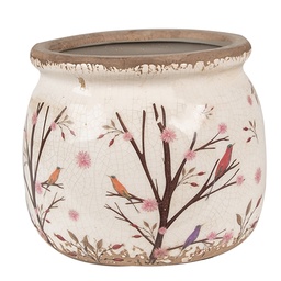 [6CE1642M] Blumentopf für Innen Beige Braun Ø 16x13 cm
