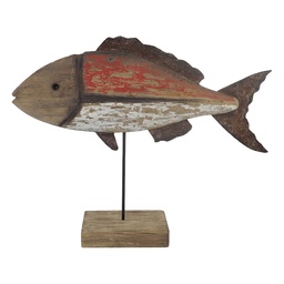 [6H2519] Deko Fisch Braun Weiß 30x7x23 cm