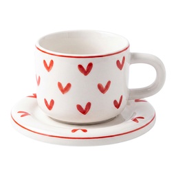 [6CEKS0147] Tasse et soucoupe Blanc Rouge