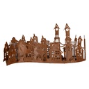 Portacandele Natale Casette Marrone 27x12x12 cm