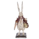 Dekoration Kaninchen mit Uhr Beige Rot 15x12x38 cm
