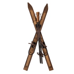 [5H0721] Decorazione sci (2) + bastoncini da sci (2) Marrone 24x10x90 cm