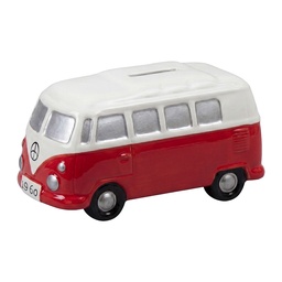 [6CE2462] Spardose Bus Rot Weiß 13x6x7 cm