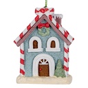 Dekoration Anhänger Haus Blau Weiß 6x4x8 cm