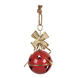 [6Y6024] Decorazione Campana Rosso Color oro Ø 16x32 cm
