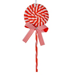[66114R] Weihnachtsdeko Anhänger Lollipop Rot Weiß 9x2x25 cm
