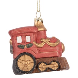 [66087] Anhänger Lokomotive Rot Goldfarbig 9x5x9 cm