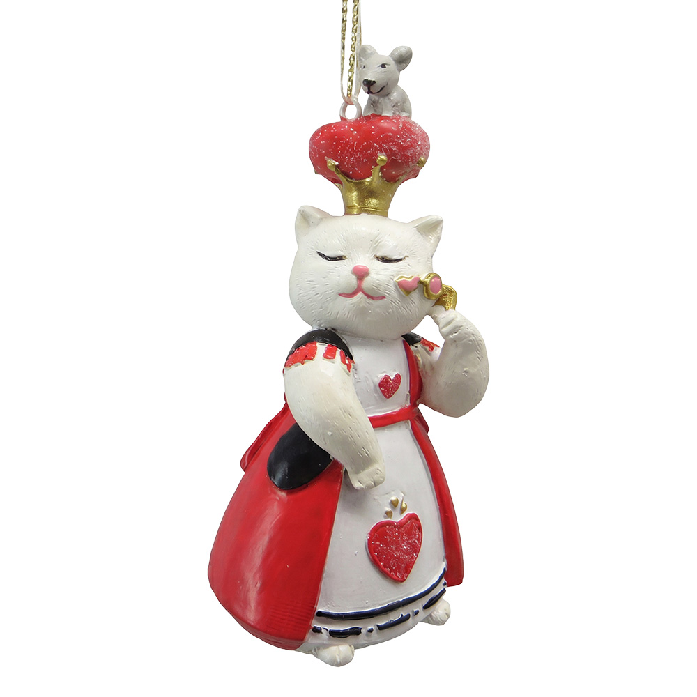 Décoration pendentif Chat Blanc Rouge 5x4x10 cm