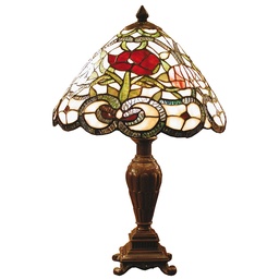 [5LL-8837] Tiffany Tischlampe Beige, Grün Ø 32x47 cm E27/max 1x40W