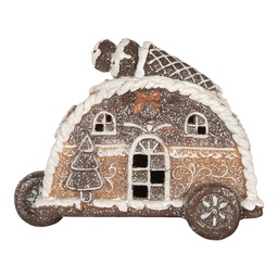 [6PR5854] Decorazione Casa con LED Marrone Bianco 21x11x16 cm